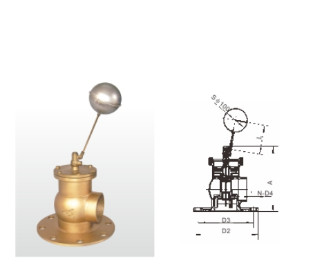 埃美柯黃銅法蘭浮球閥結構圖
